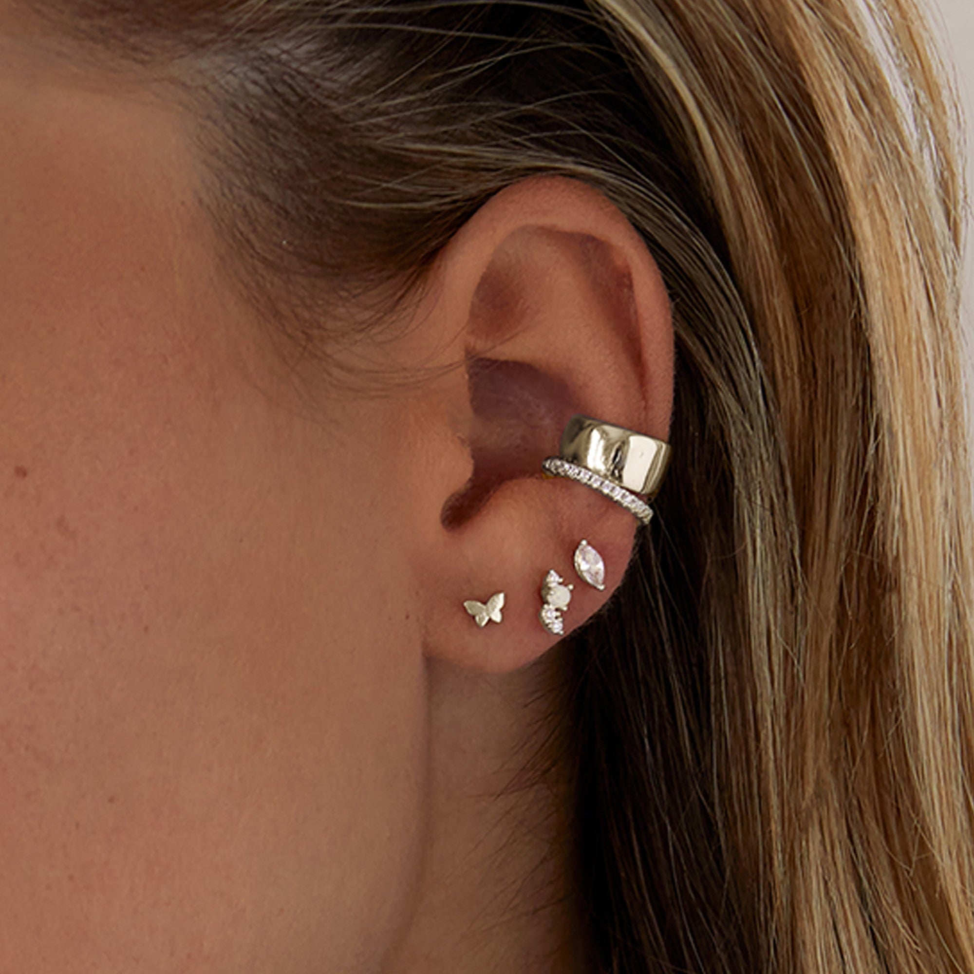 Marquise Tear Flat Back Stud Earrings
