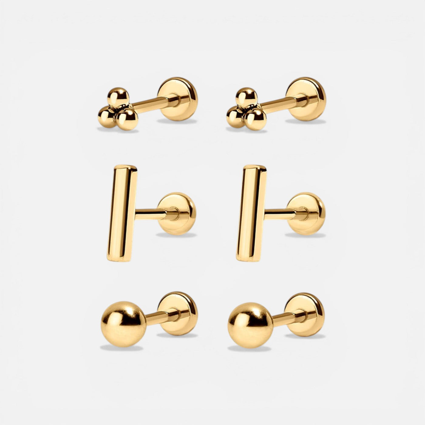 Avelis Flat Back Earring Trio – Gold