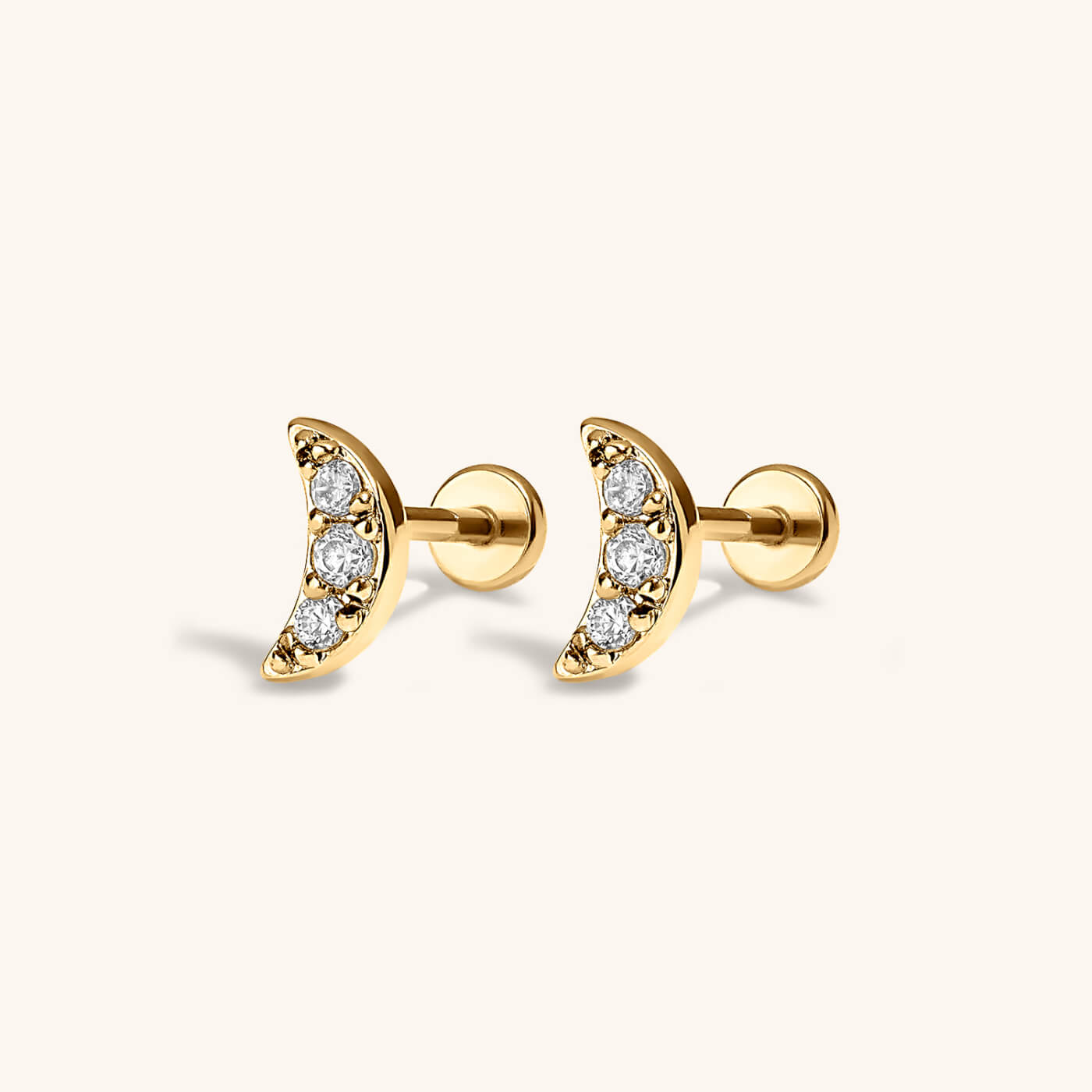 Pave Moon Nap Earrings – Gold