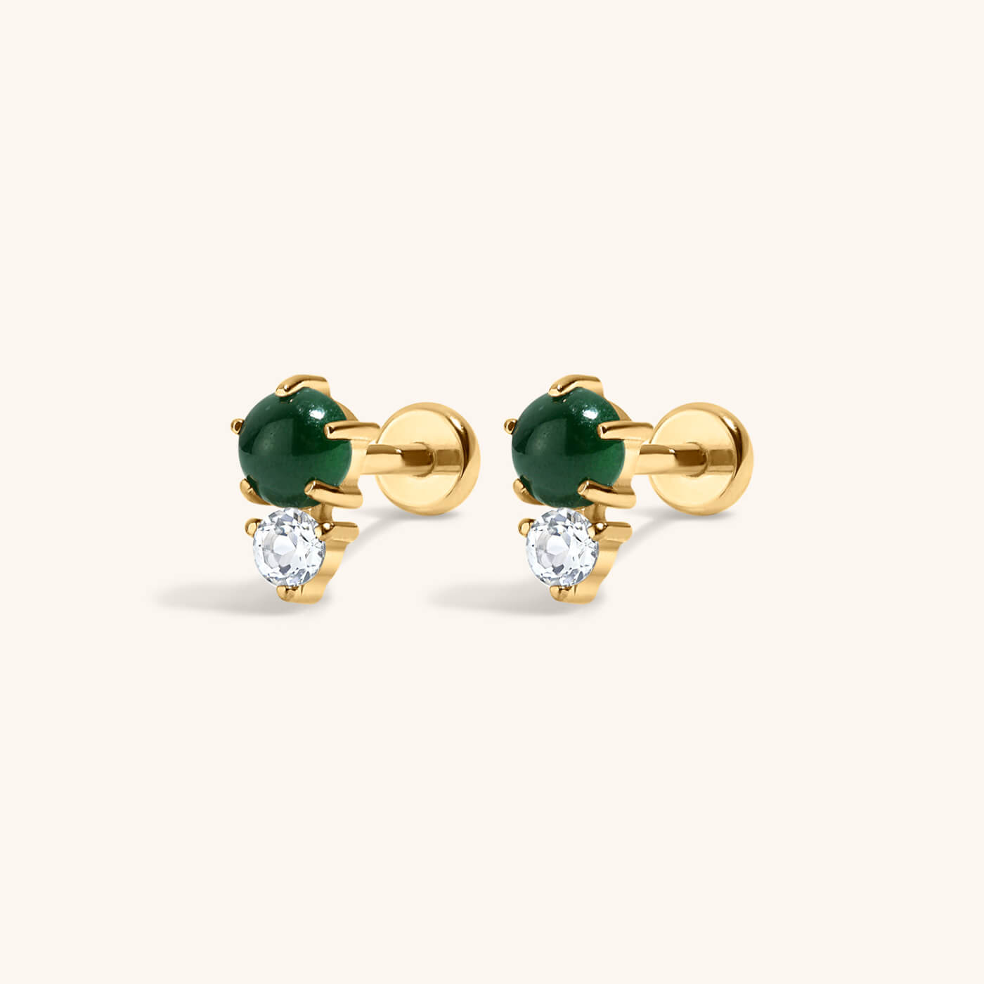 Jade and White Topaz Nap Earrings – Gold