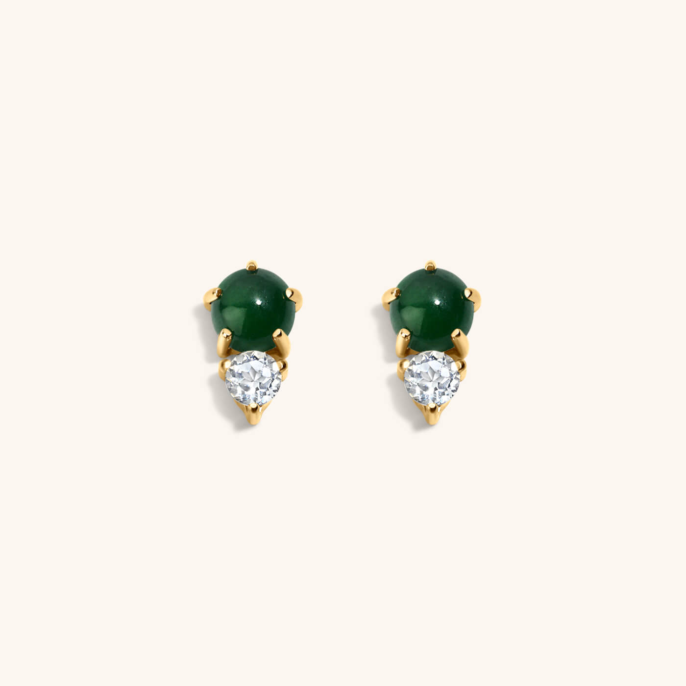 Jade and White Topaz Nap Earrings