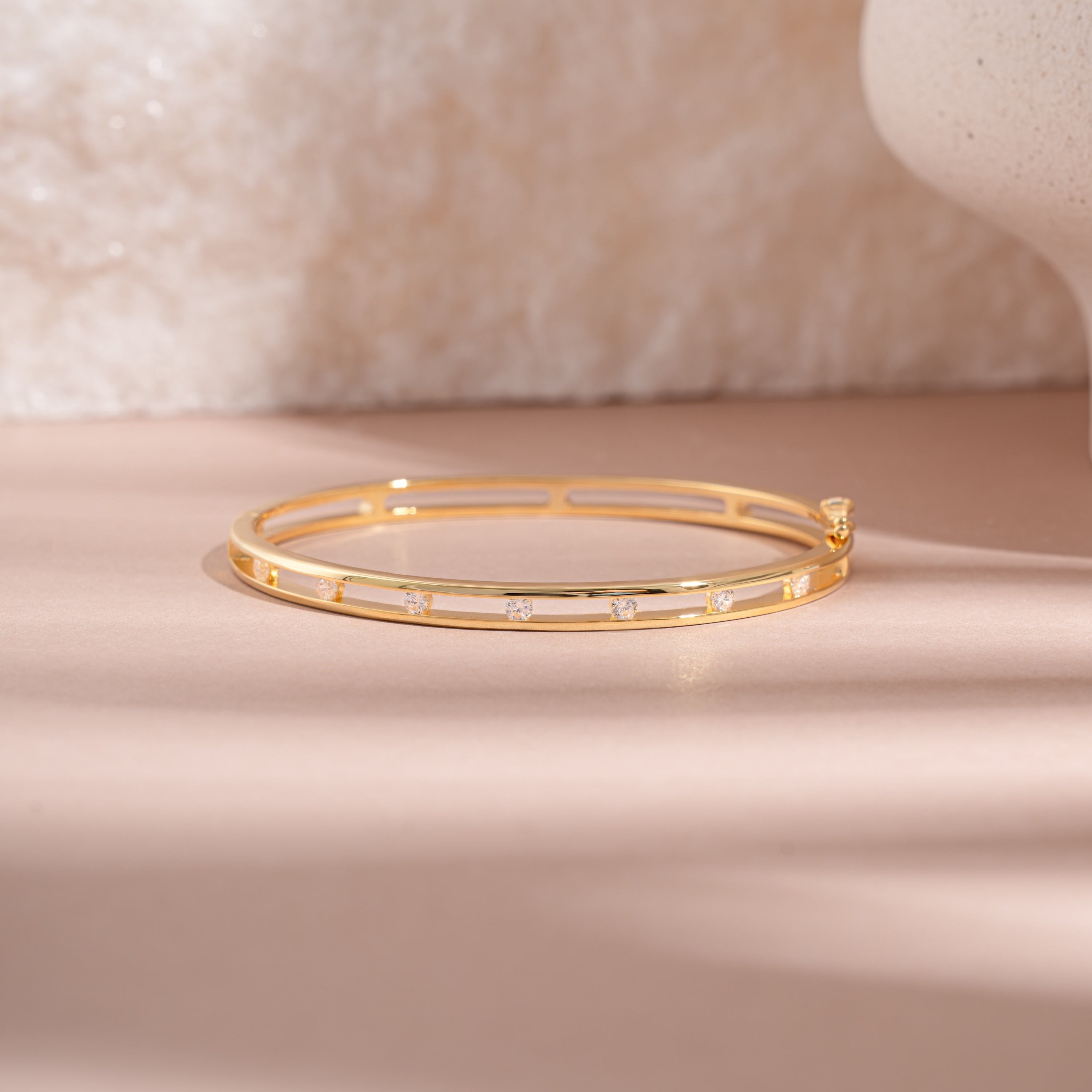 Sleek Stone Set Bangle Bracelet