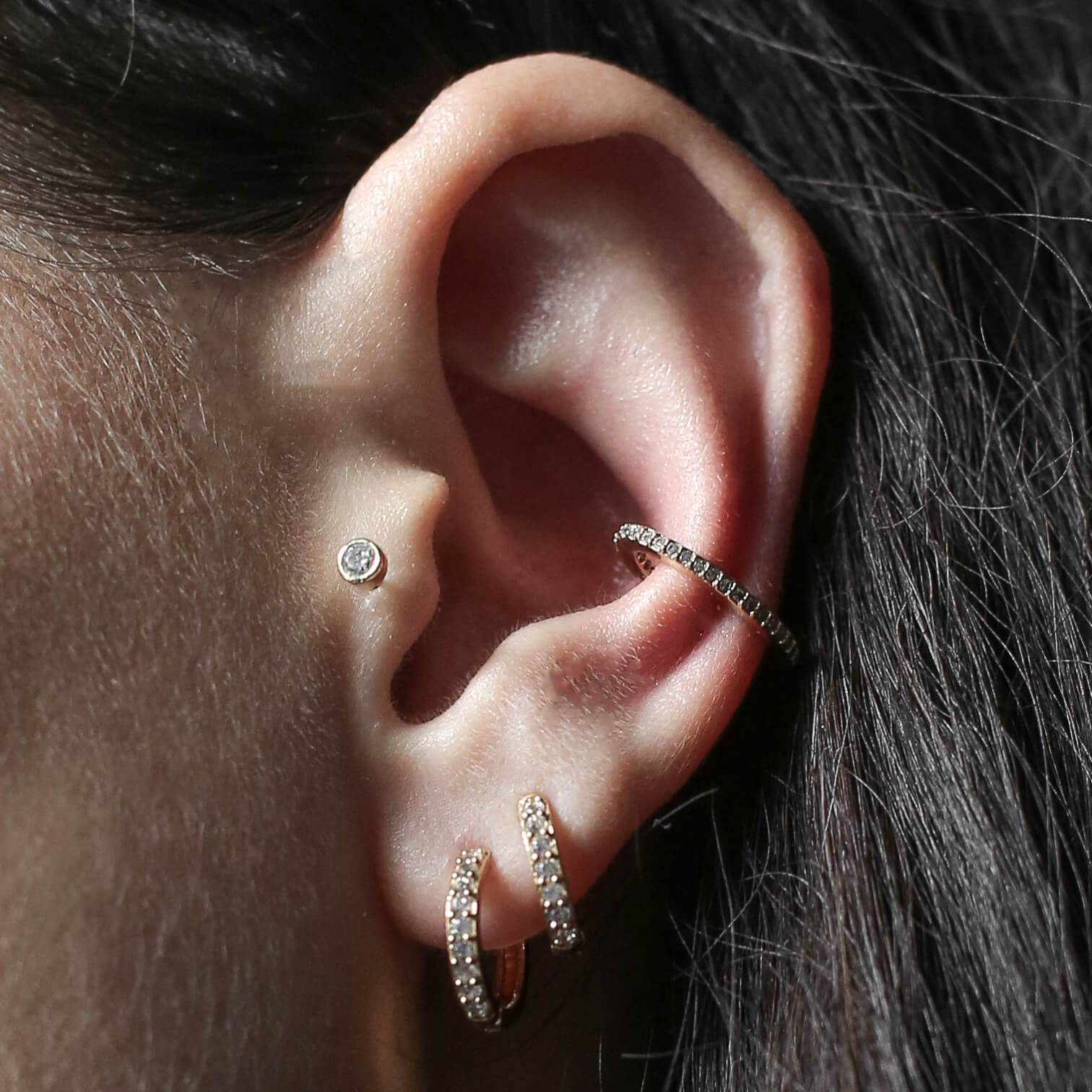 Celestial Crystal Bezel Solitaire Threaded Flat Back Earring