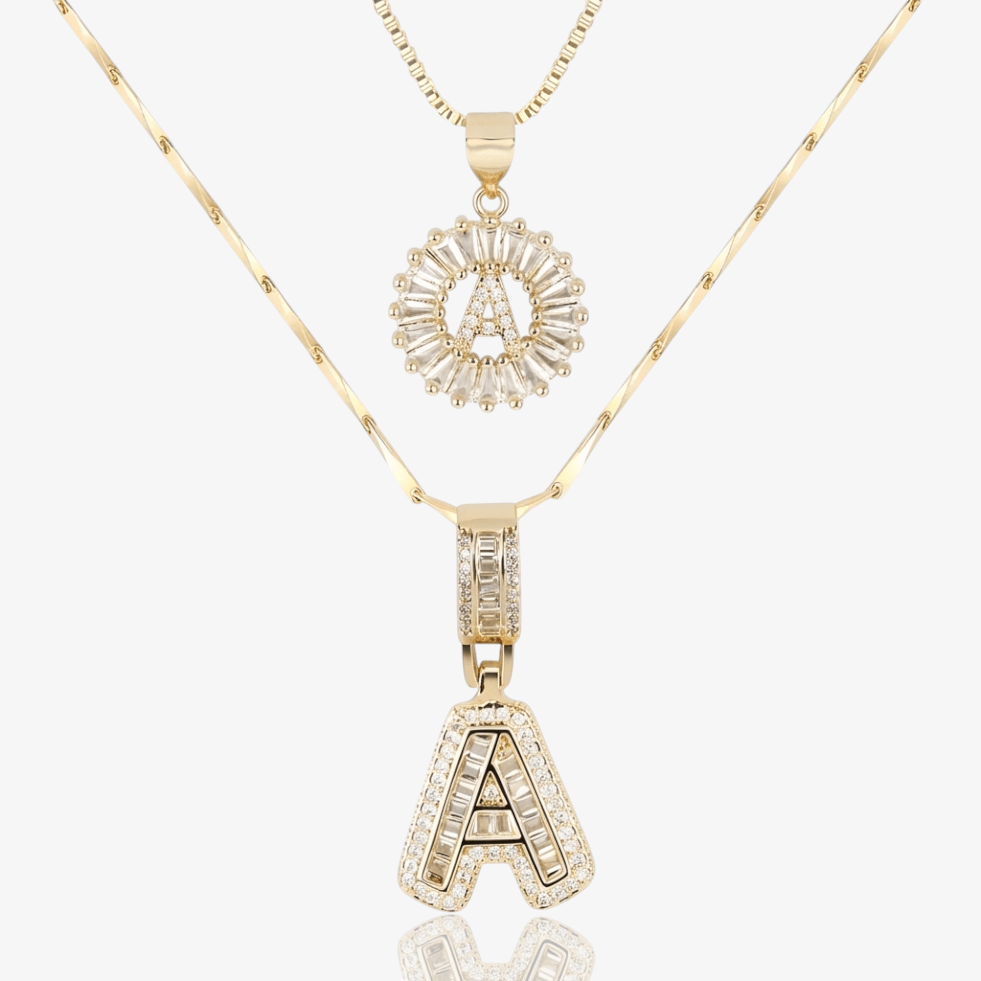 Initial Necklace A–Z Duo Set – A