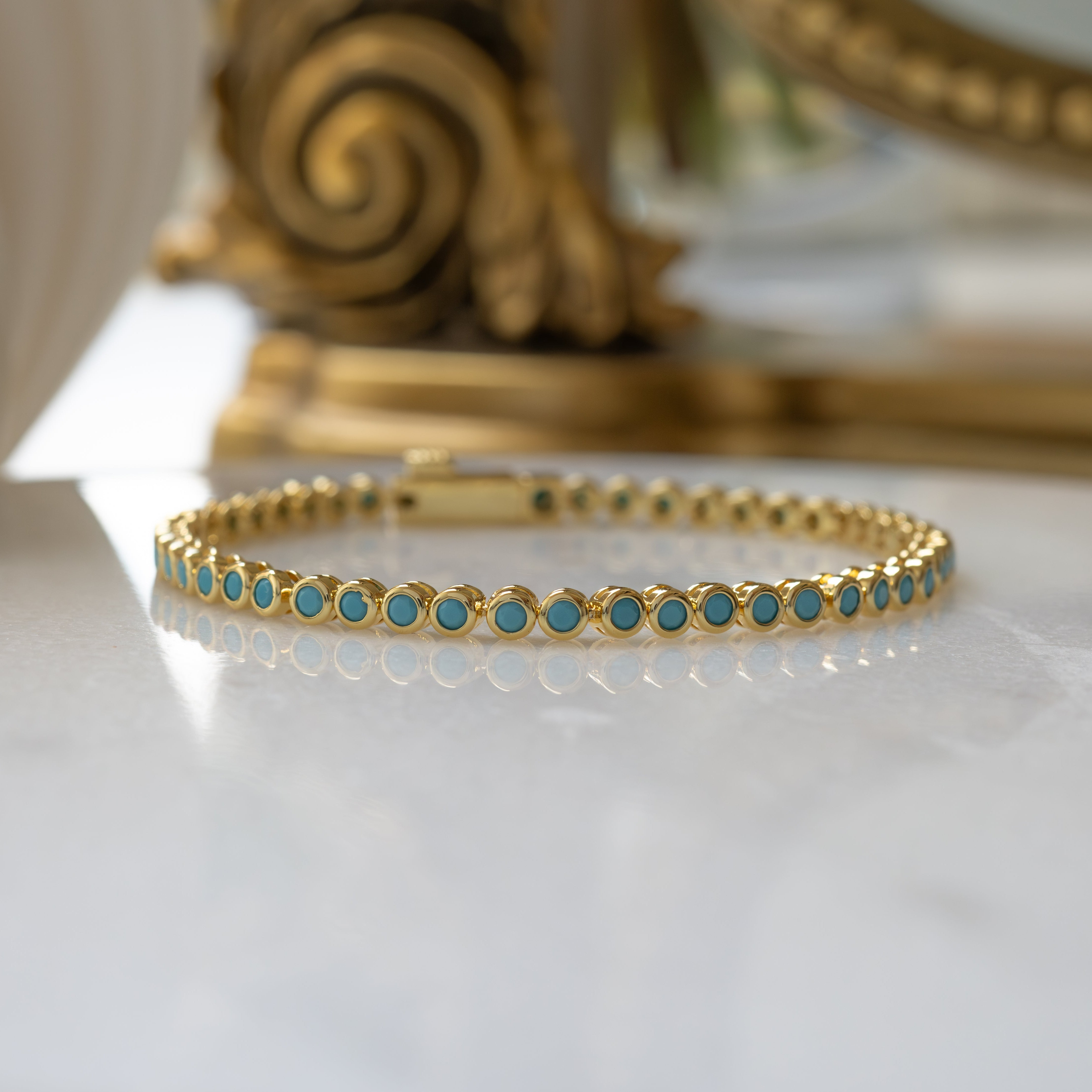 Classic Turquoise Bezel Tennis Bracelet