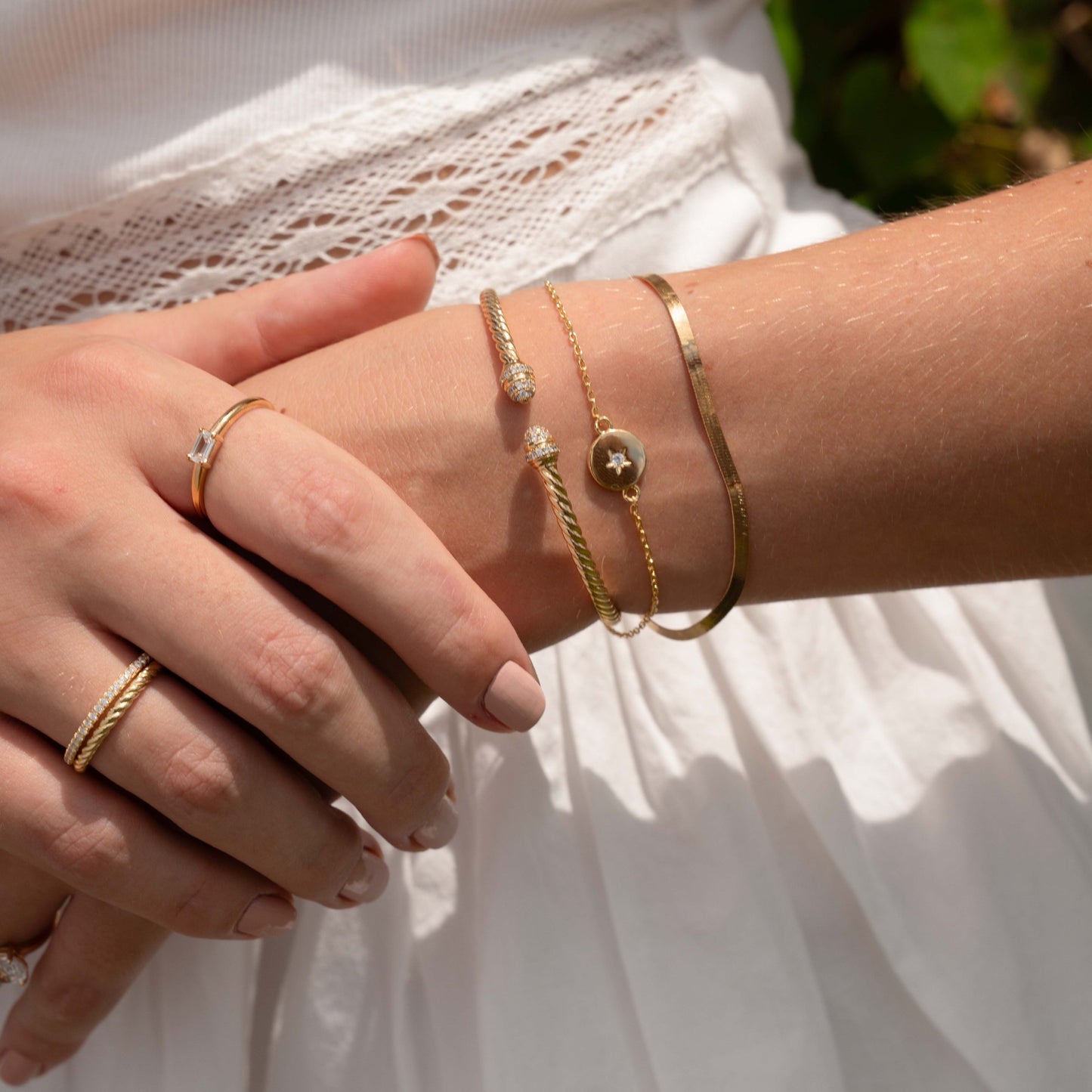Adjustable Gold Twisted Cuff Bangle Bracelet