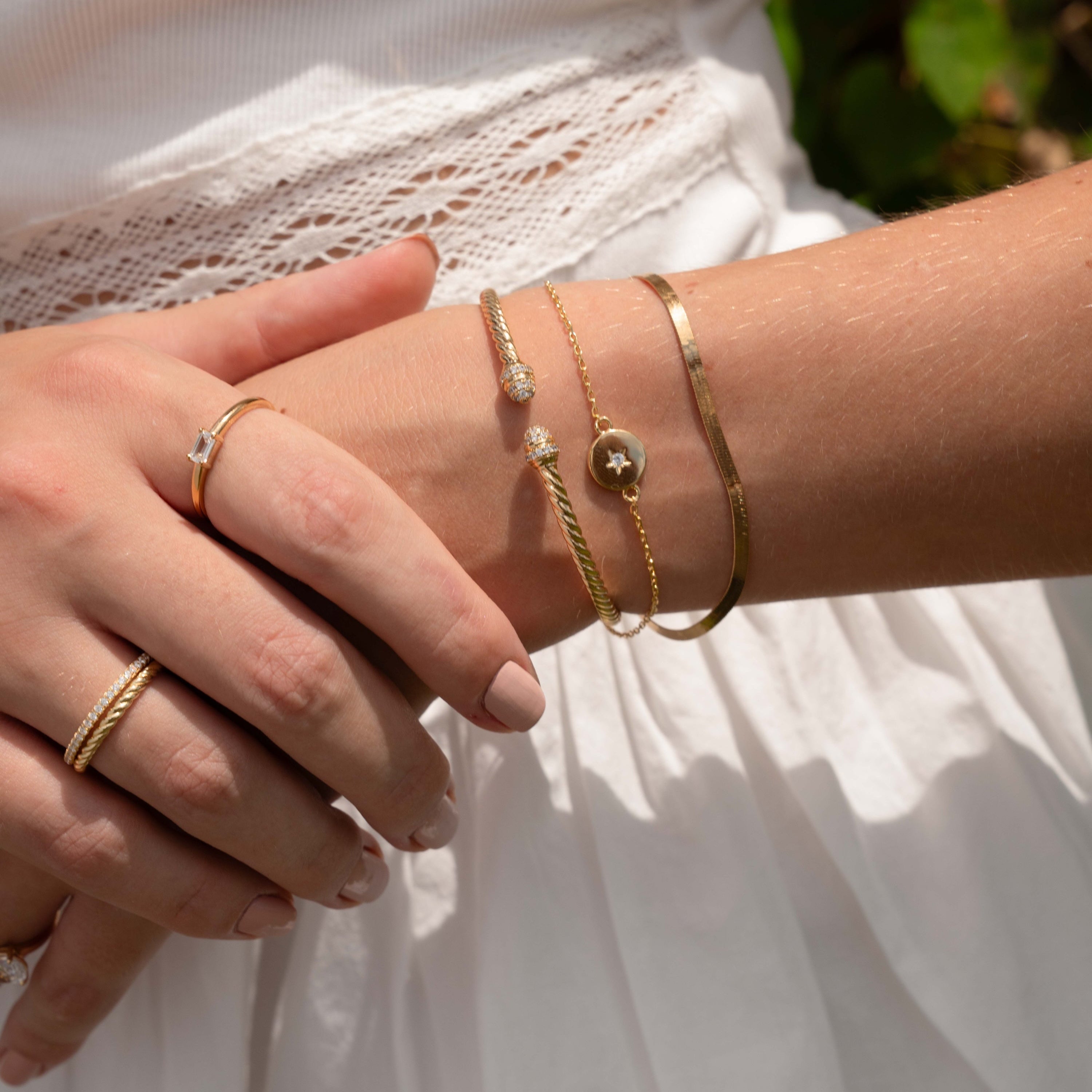 Adjustable Gold Twisted Cuff Bangle Bracelet