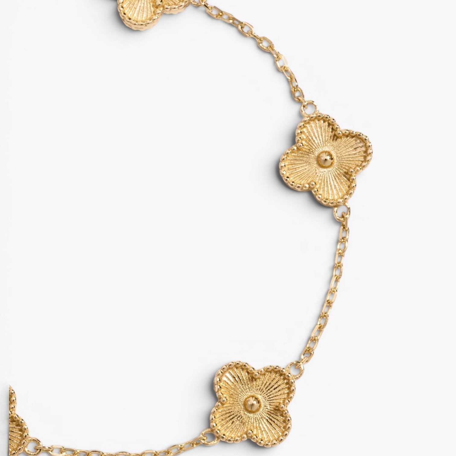 Detailed Gold Lucky Clover Bracelet