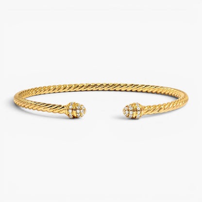 Adjustable Gold Twisted Cuff Bangle Bracelet